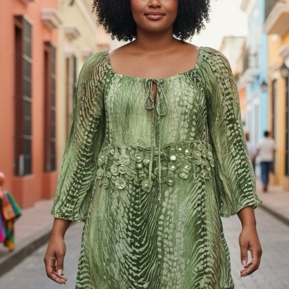 Piano Semi-sheer Crinkle Pleat Tunic Blouse size large